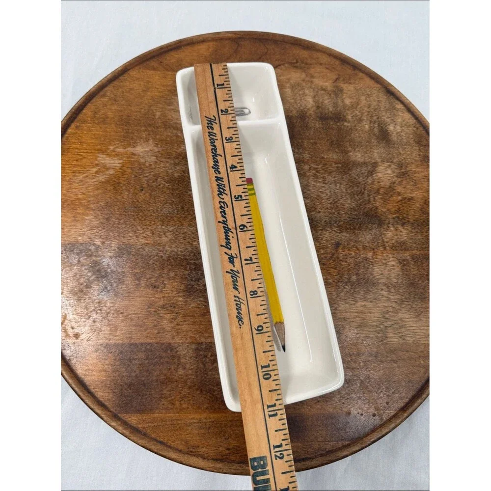 Rae Dunn Artisan Ceramic Pencil Paper Clip Tray Stash Write Office School Desk